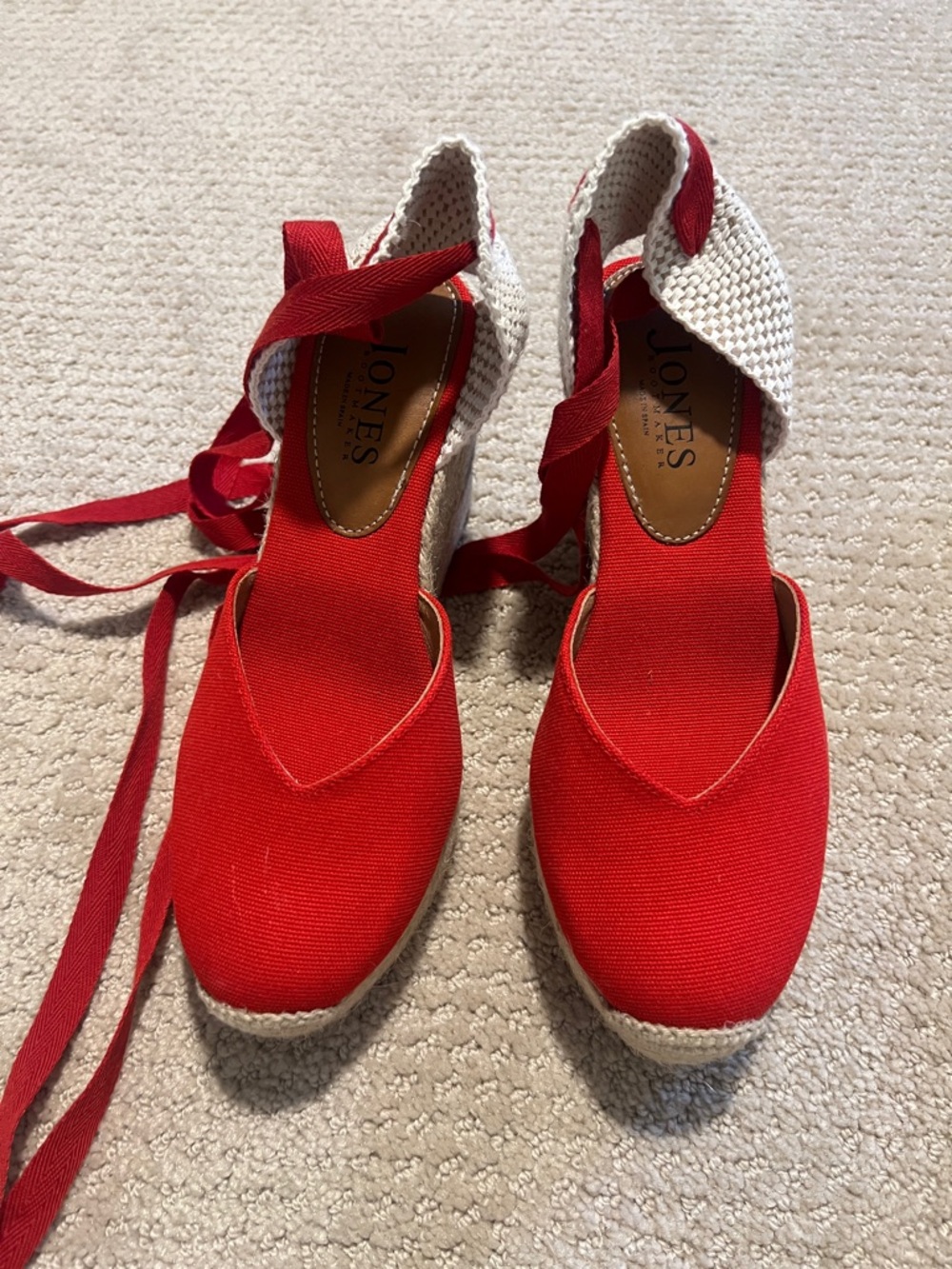 Jones Bootmaker Canvas Espadrille Wedge with Ankle Ties